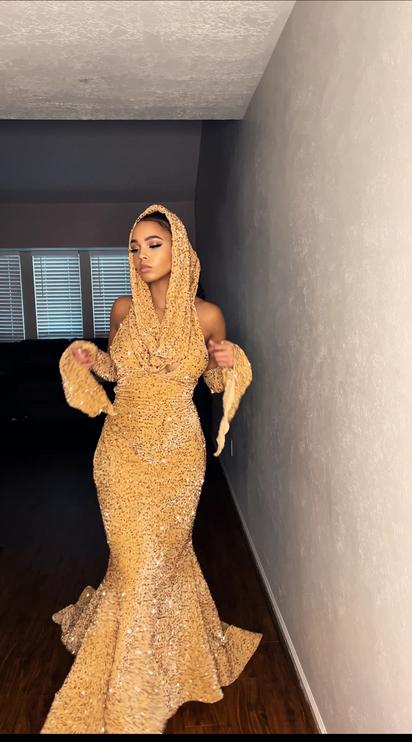 Shiny Gold Halter Mermaid Sequins Long Prom Dress, DP2178 DSProm Shiny Gold Halter Mermaid Sequins Long Prom Dress, DP2178 DSProm