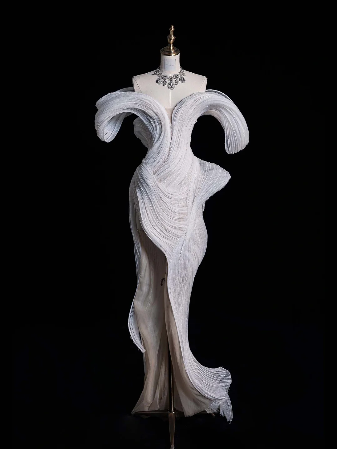 Stunning White Off Shoulder Beading Long Evening Party Dress Birthday Outfits, DP5264