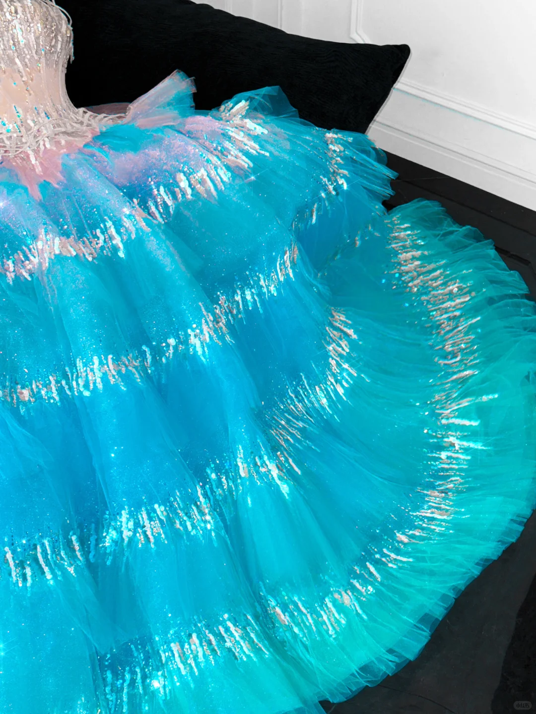 Gorgeous Sparkling Blue Sequin A-Line Elegant Chiffon Evening Dress Prom Dresses Ball Gown DP6167
