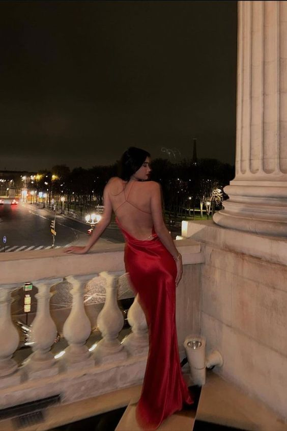 Sexy Rotes Neckholder Rückenfreies Meerjungfrau Langes Partykleid Abendkleid, DP3565