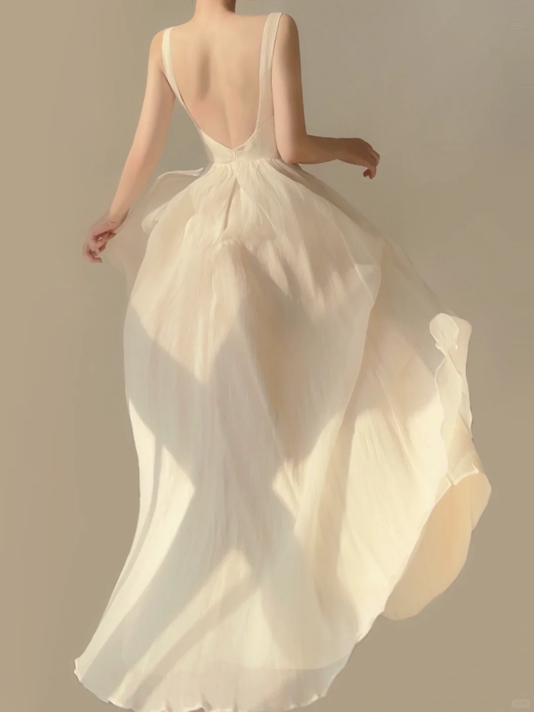 Elegant Ivory Straps A-Line Chiffon Backless Long Party Dress Birthday Outfits, DP5389
