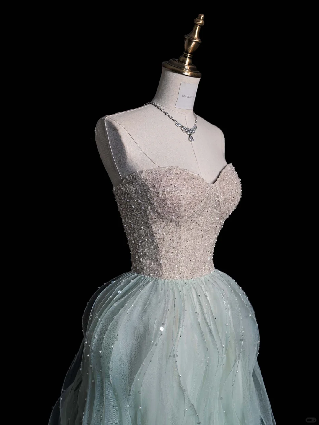 Light Green Strapless A-Line Ruffles Long Evening Party Dress Birthday Outfits, DP5351