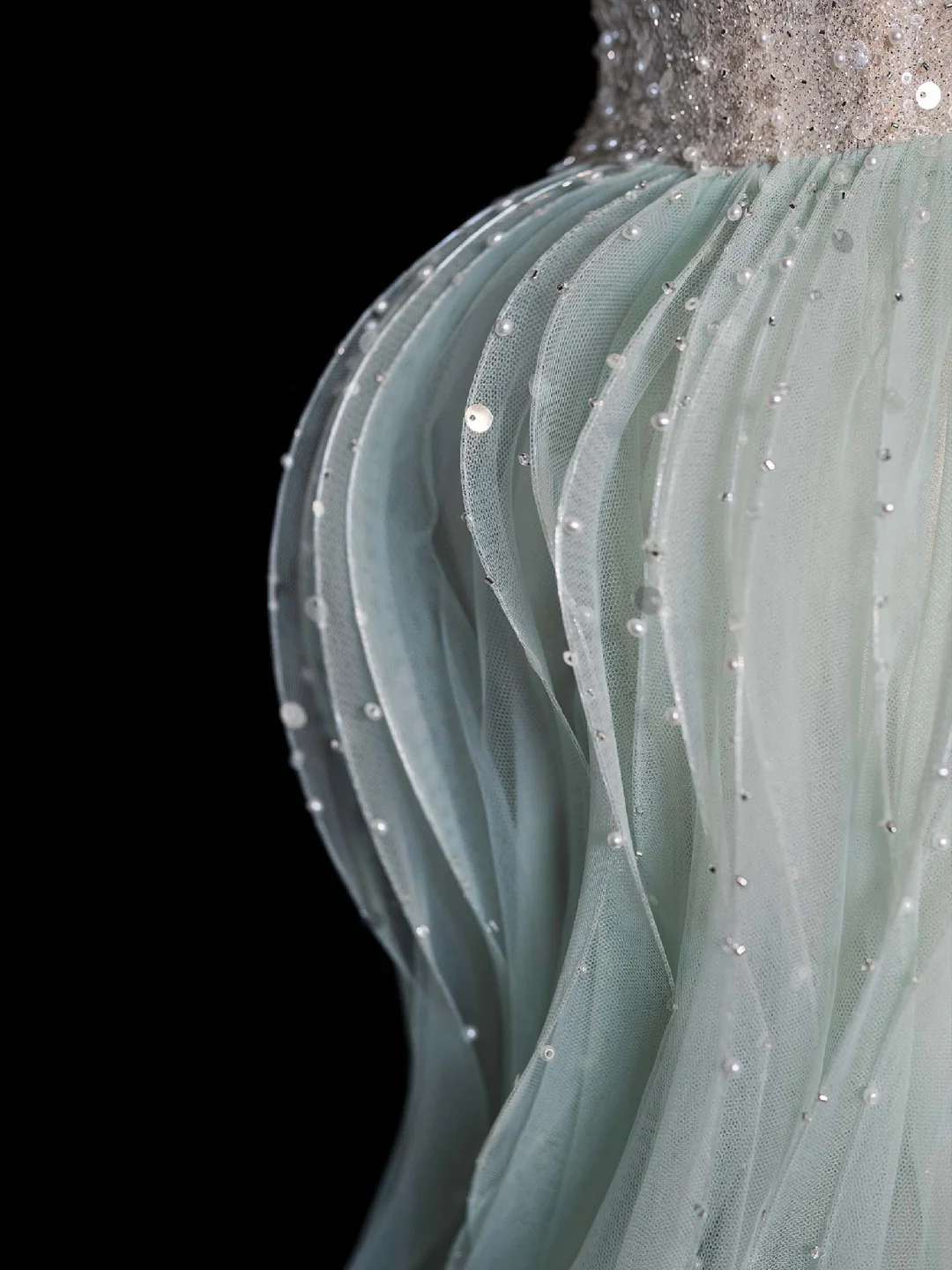 Light Green Strapless A-Line Ruffles Long Evening Party Dress Birthday Outfits, DP5351