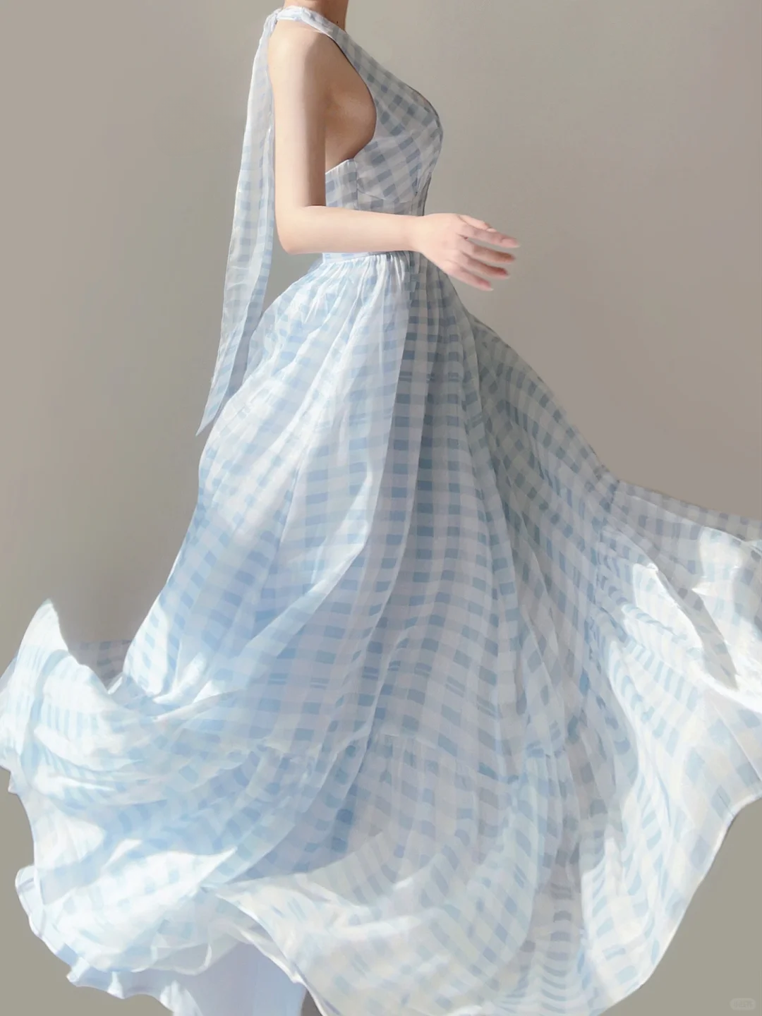 Light Blue Halter Neck A-Line Wedding Guest Dress Pretty Party Dress, DP5390