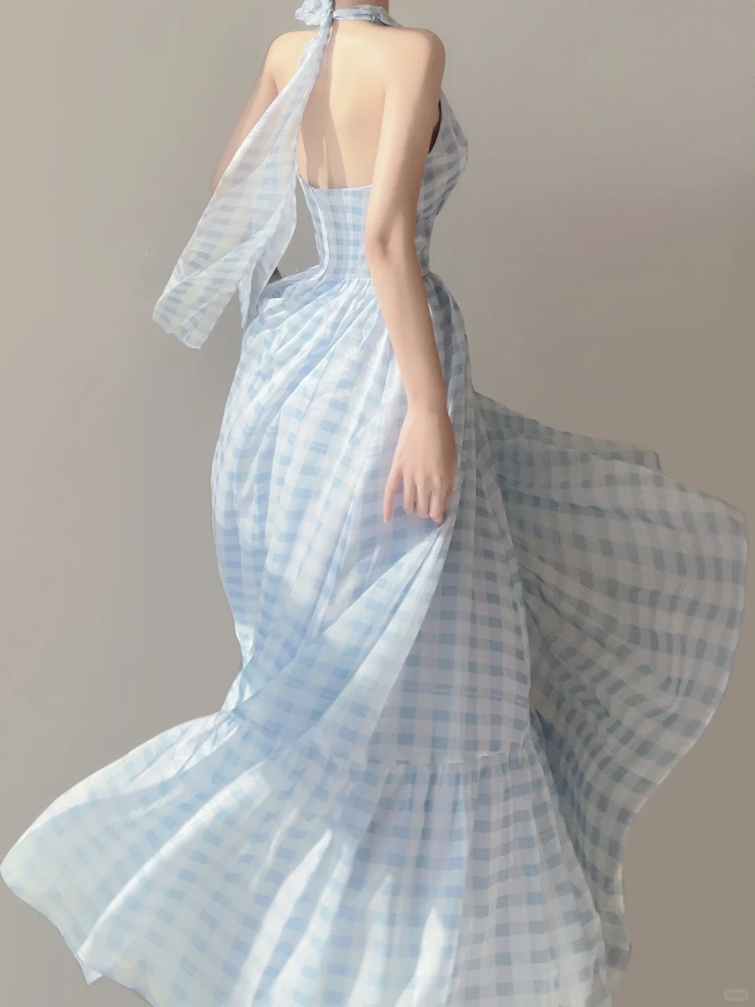 Light Blue Halter Neck A-Line Wedding Guest Dress Pretty Party Dress, DP5390