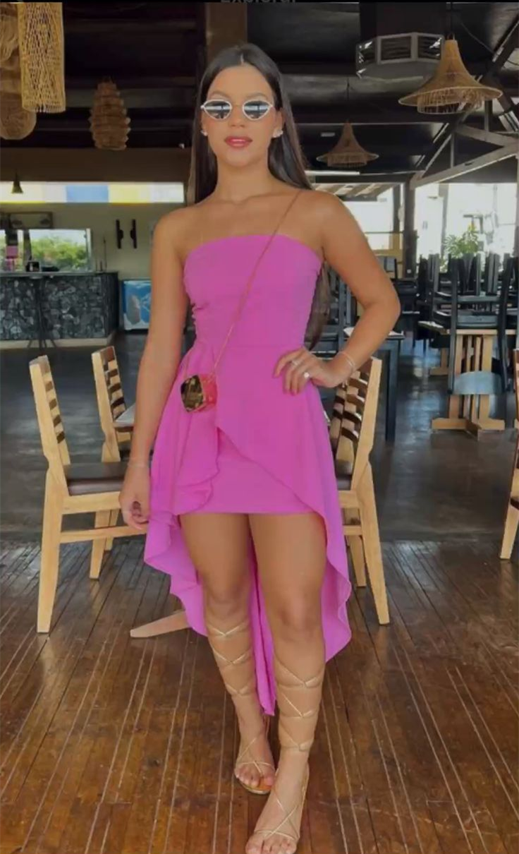 White Strapless High-Low Sheath Short Party Dress Homecoming Dress, DP2953