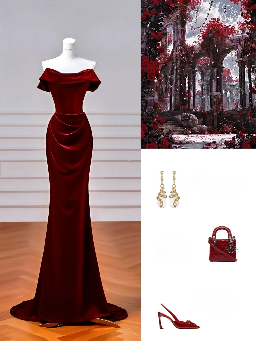 Elegant Off Shoulder Burgundy Mermaid Long Party Dress Birthday Outfits, DP5169
