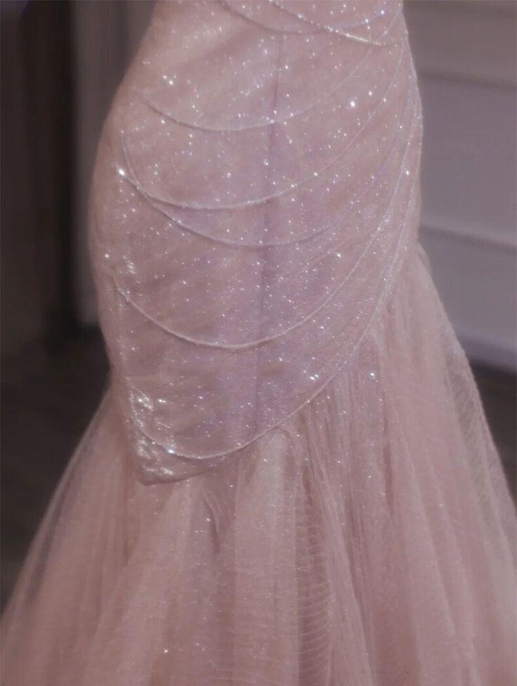 Rosa Träger Tüll Meerjungfrau Wunderschönes langes Partykleid Abendkleid, DP3165