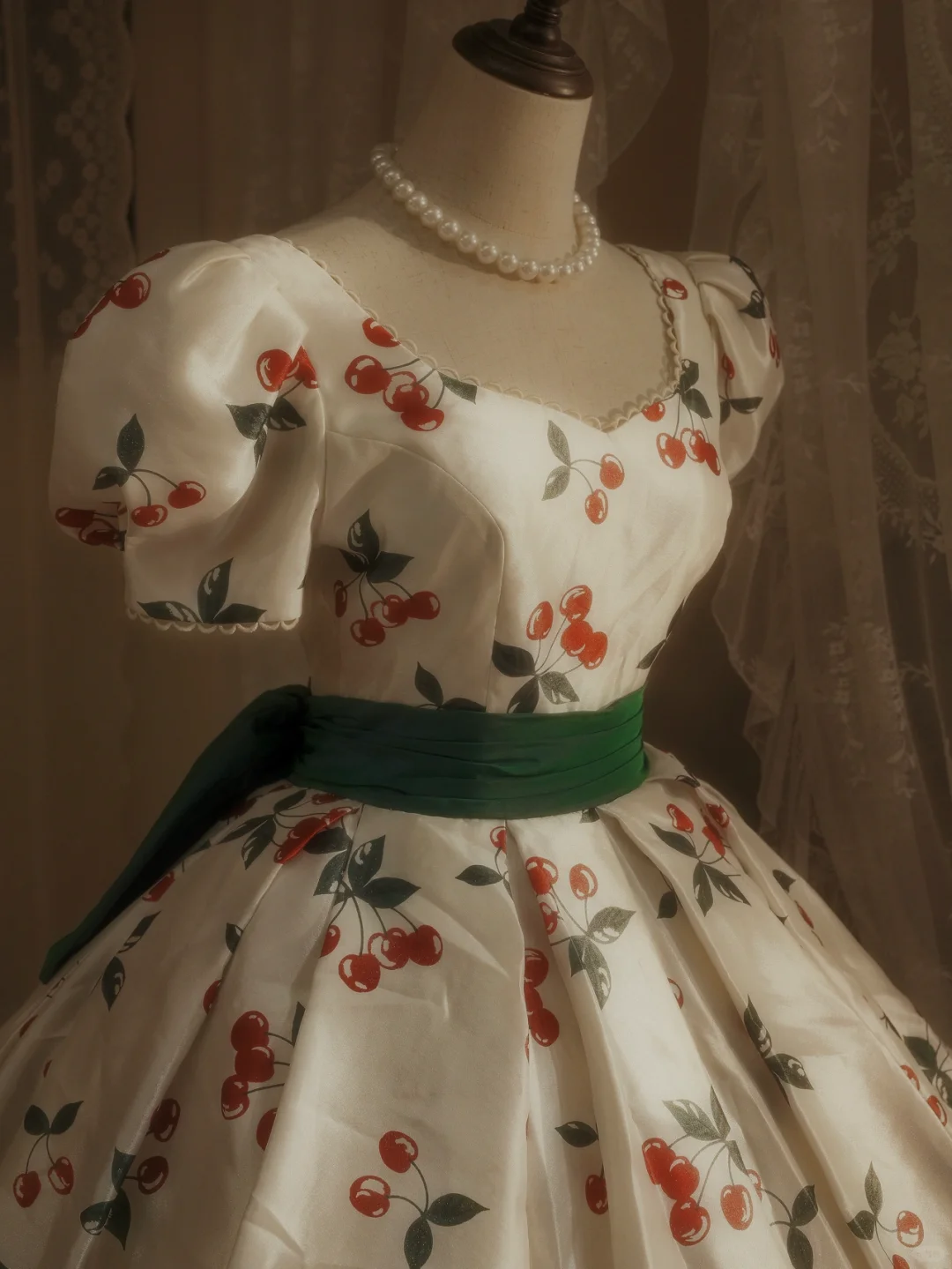 Süßes Quinceanera-Kleid mit Kirschen-Print in A-Linie, Geburtstags-Ballkleid, DP5153