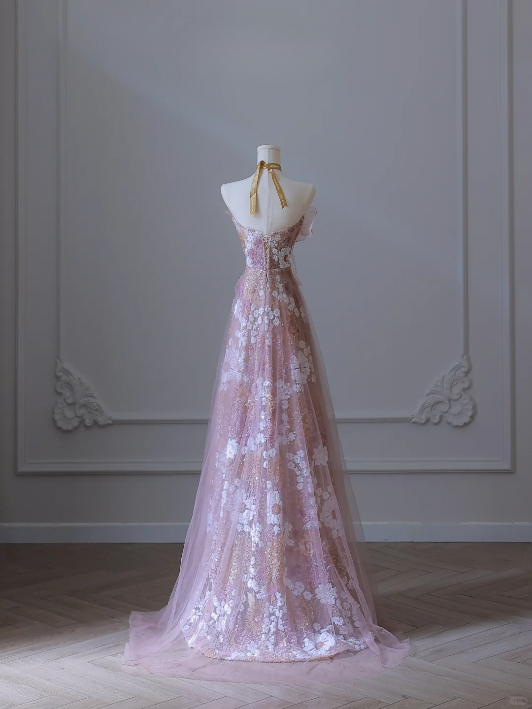 Pink Strapless A-Line Tulle Long Formal Prom Dresses Birthday Outfits, DP5136