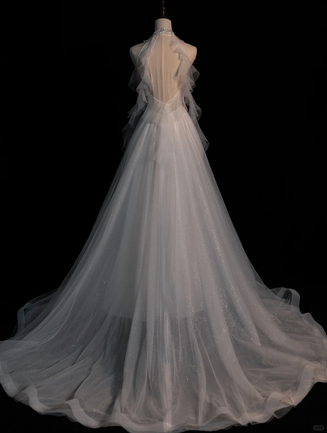 Robe de mariée longue blanche élégante, coupe trapèze, en tulle et perles, DP5211