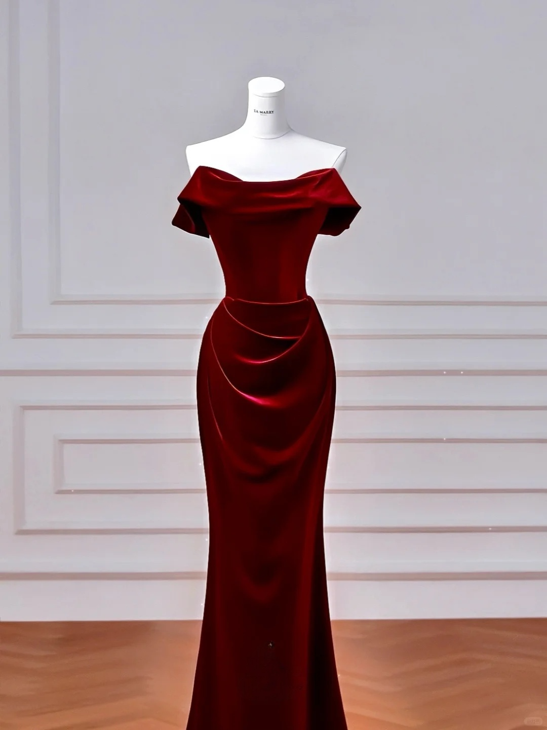 Elegant Off Shoulder Burgundy Mermaid Long Party Dress Birthday Outfits, DP5169
