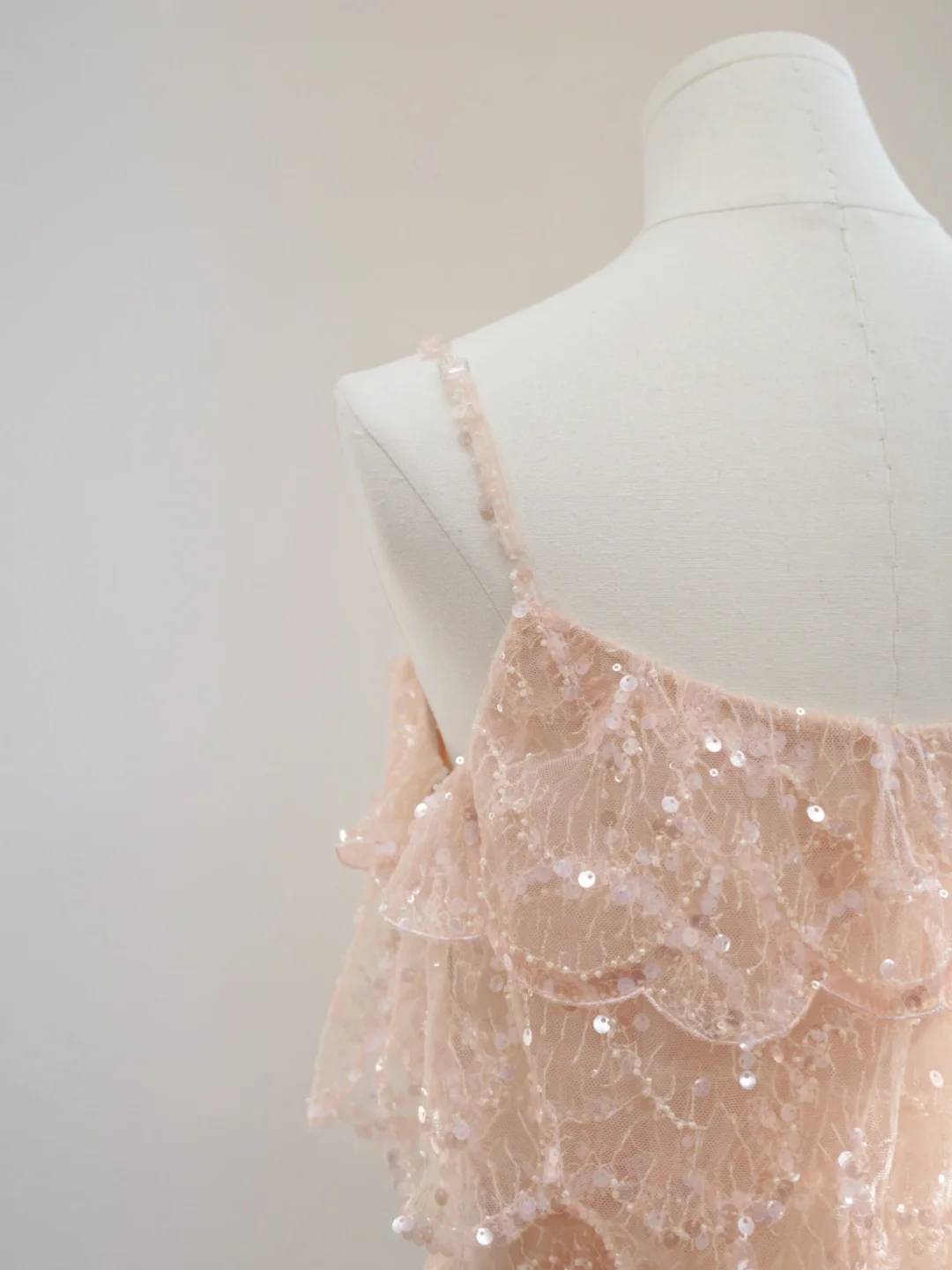 Light Pink Straps Lace Sequins Short Party Dress Mini Birthday Outfits, DP5162