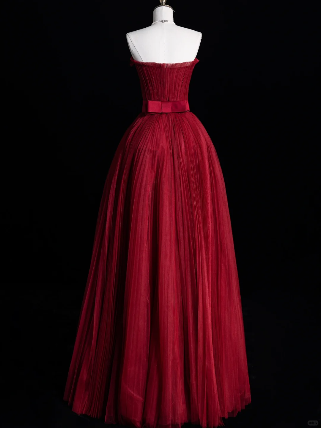 Weinrotes trägerloses A-Linien-Tüll-Abendkleid, langes Partykleid, Geburtstagsoutfit, DP5113