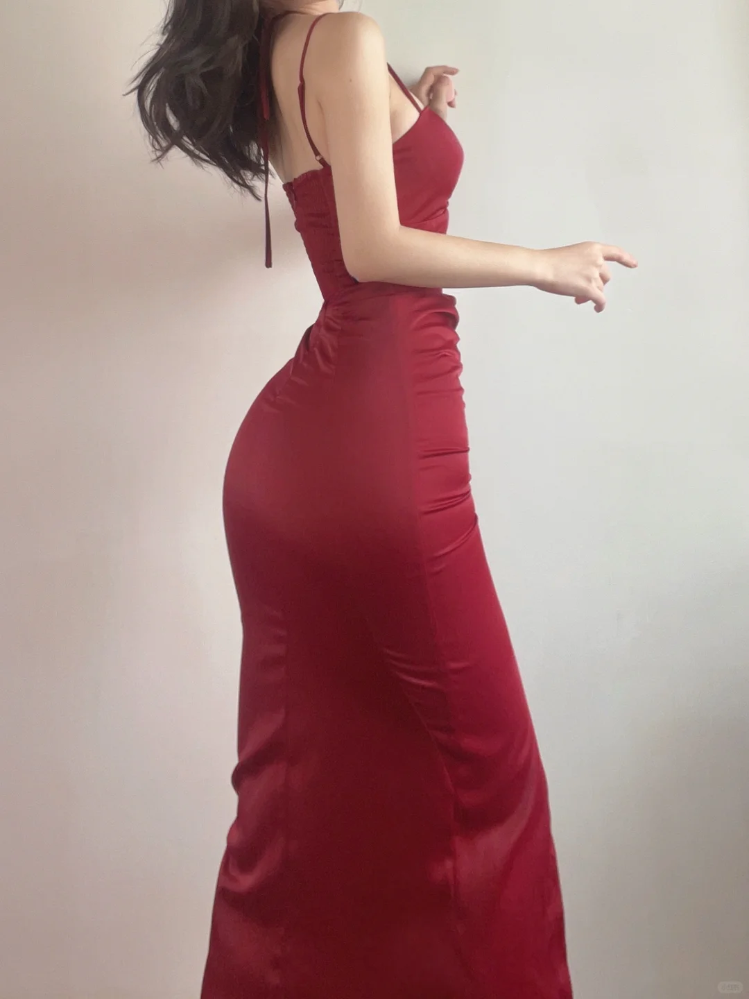 Sexy Wine Red Halter Straps Mermaid Satin Split Long Evening Party Dress, DP5364