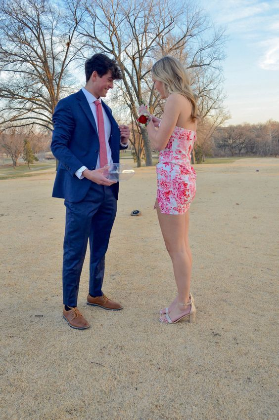 Pink Floral Printed Sheath Short Party Dress Homecoming Dress, DP2547