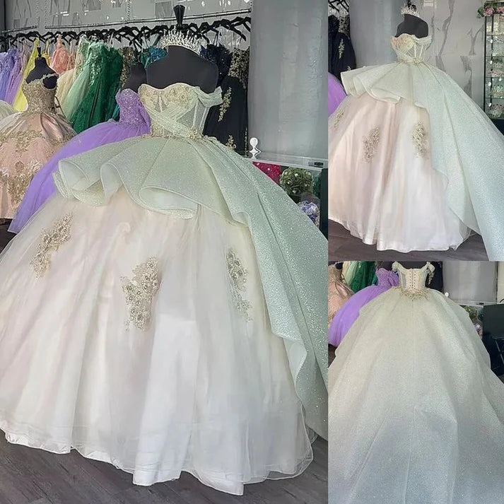 Elegant Shiny Embroidery Sweet 16 Quinceanera A-Line Floor-length Prom Dress Birthday Dress Evening Dress Ball Gown DP6441