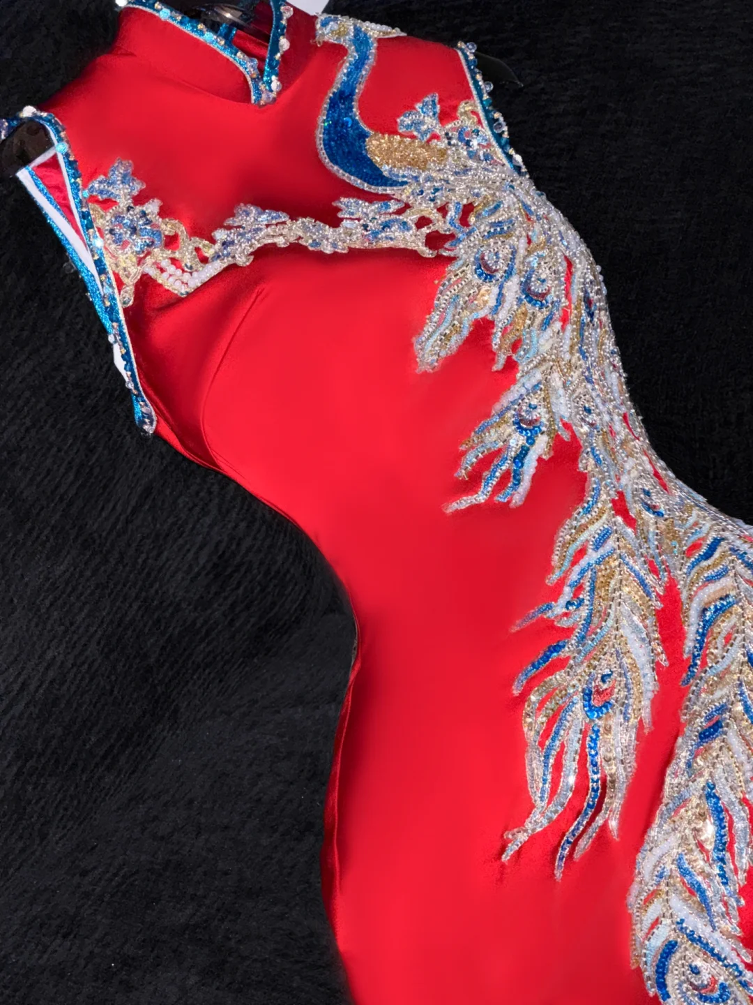 Gorgeous Shiny Red Beaded Sequined Embroidery Design Mermaid Prom Dress Evening Dress DP6227