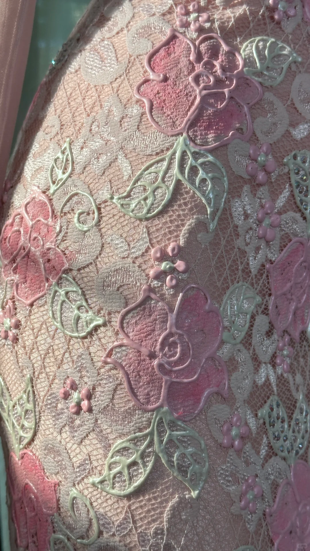 Vintage Pink Lace Applique V-neck Mermaid Prom Dress Evening Dress DP6359