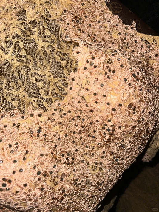 Vintage Champagne Lace Mermaid Sleeveless Beaded Embroidery Evening Gown DP7294