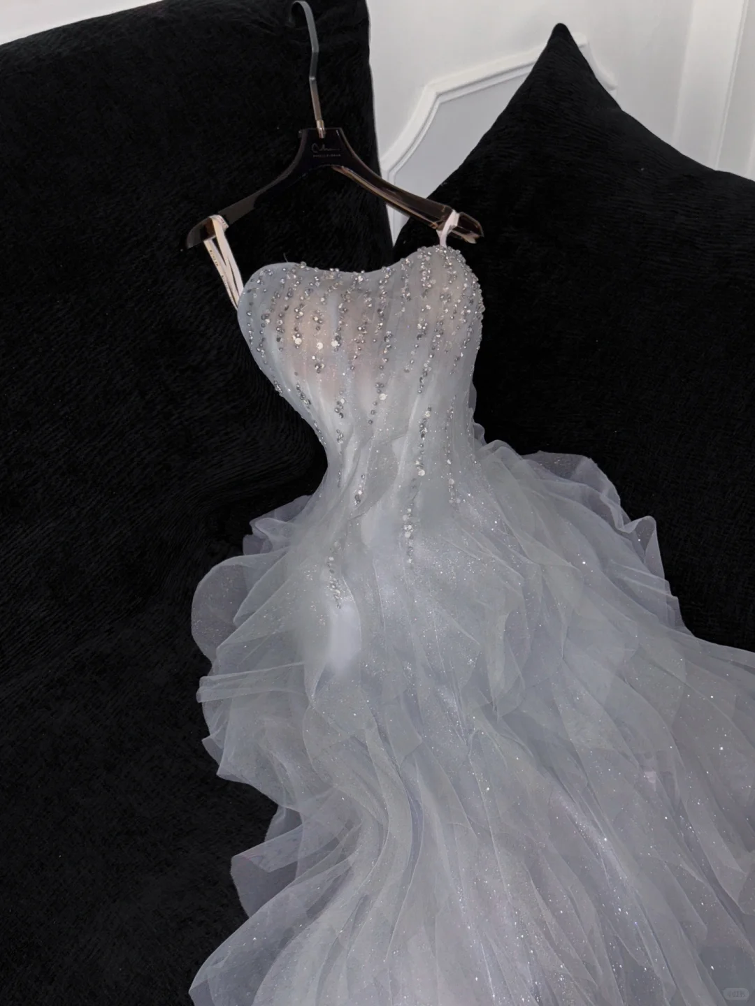 Fashion Sparkling White Beaded Sequin Mermaid Elegant Tulle Evening Dress Prom Dresses DP6164