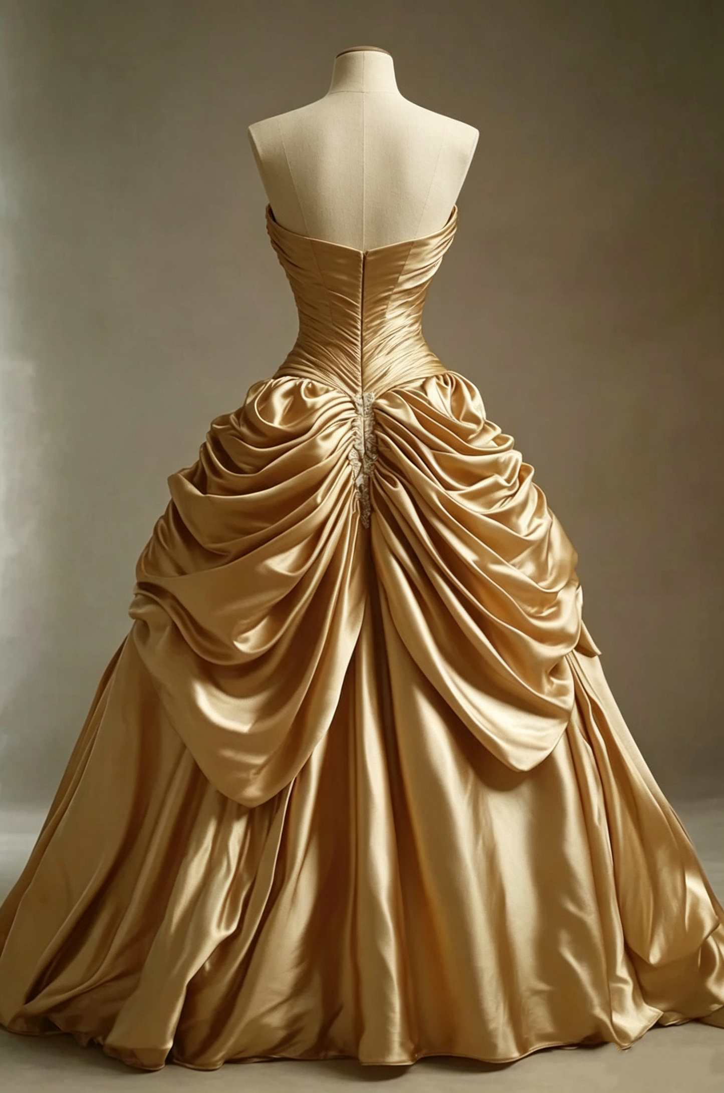 Retro Gold Sweetheart A-Linie Satin Luxuriöse Ballkleider Abend Ballkleider, DP5576
