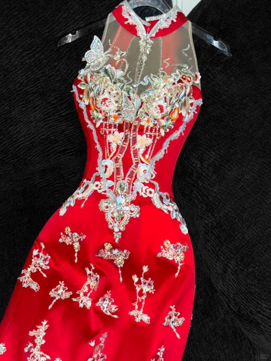 Wunderschönes funkelndes rotes Perlen-Pailletten-Stickmuster, elegantes Meerjungfrau-Abschlussballkleid, Abendkleid DP6233