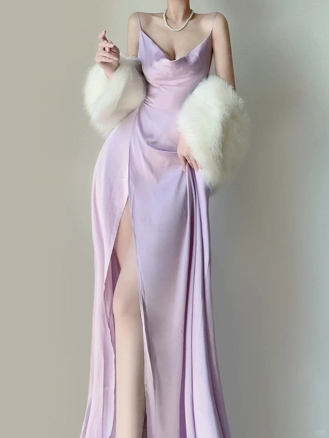 Elegant Lilac Straps A-Line Backless Satin Long Party Dress Evening Dress, DP5393