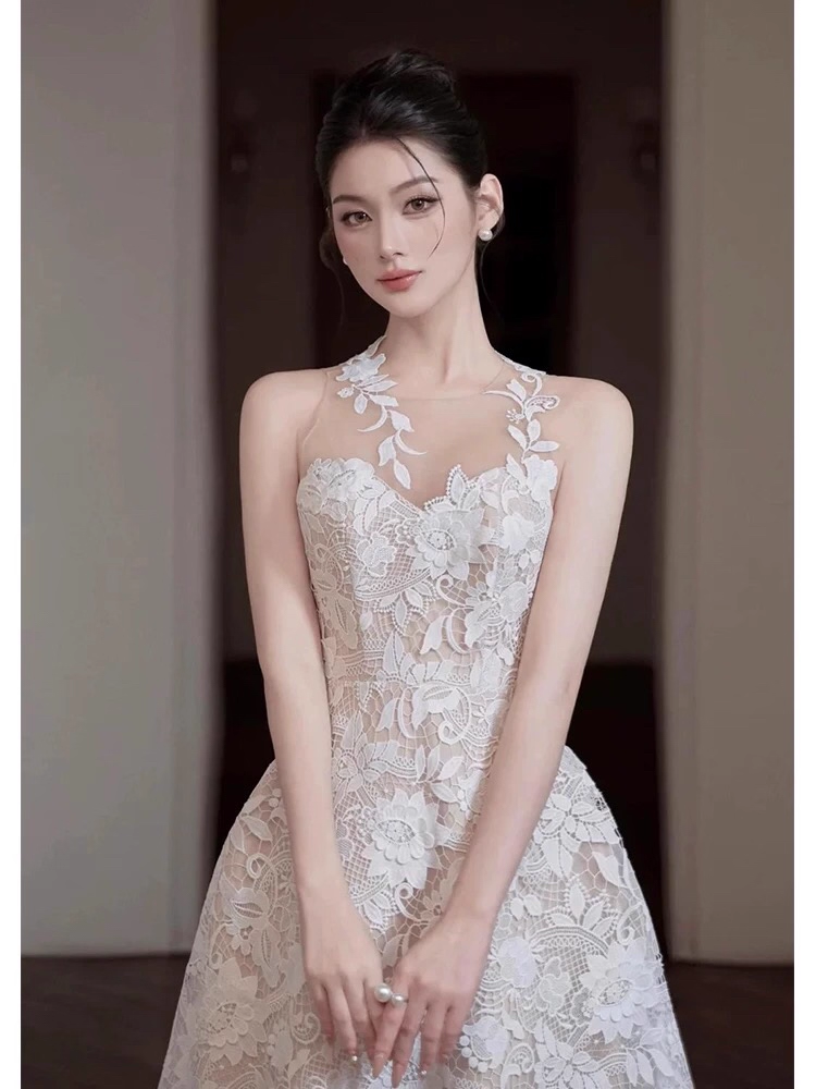 Robe de bal vintage blanche en dentelle avec appliques, robe de soirée fourreau longue, robe de soirée formelle, DP6616