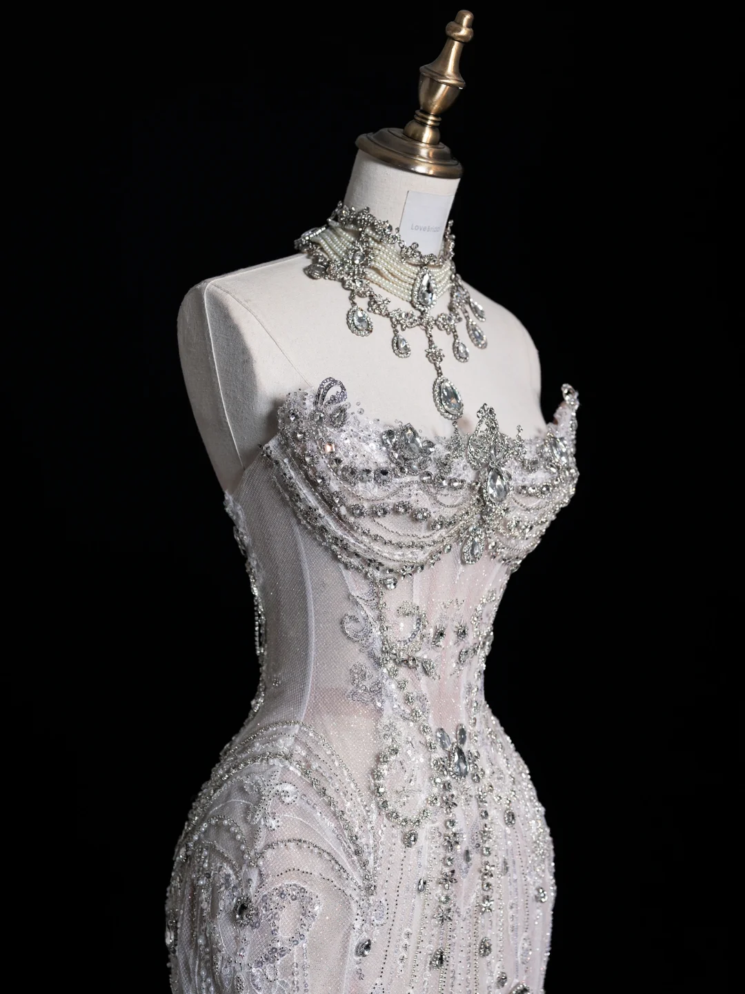 Pretty White Strapless Mermaid Beading Long Wedding Dress Birthday Outfits, DP5354