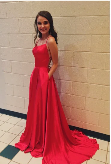 Simple Long Prom Dress with Slit Blue Formal Dress Evening Dress, DS3971