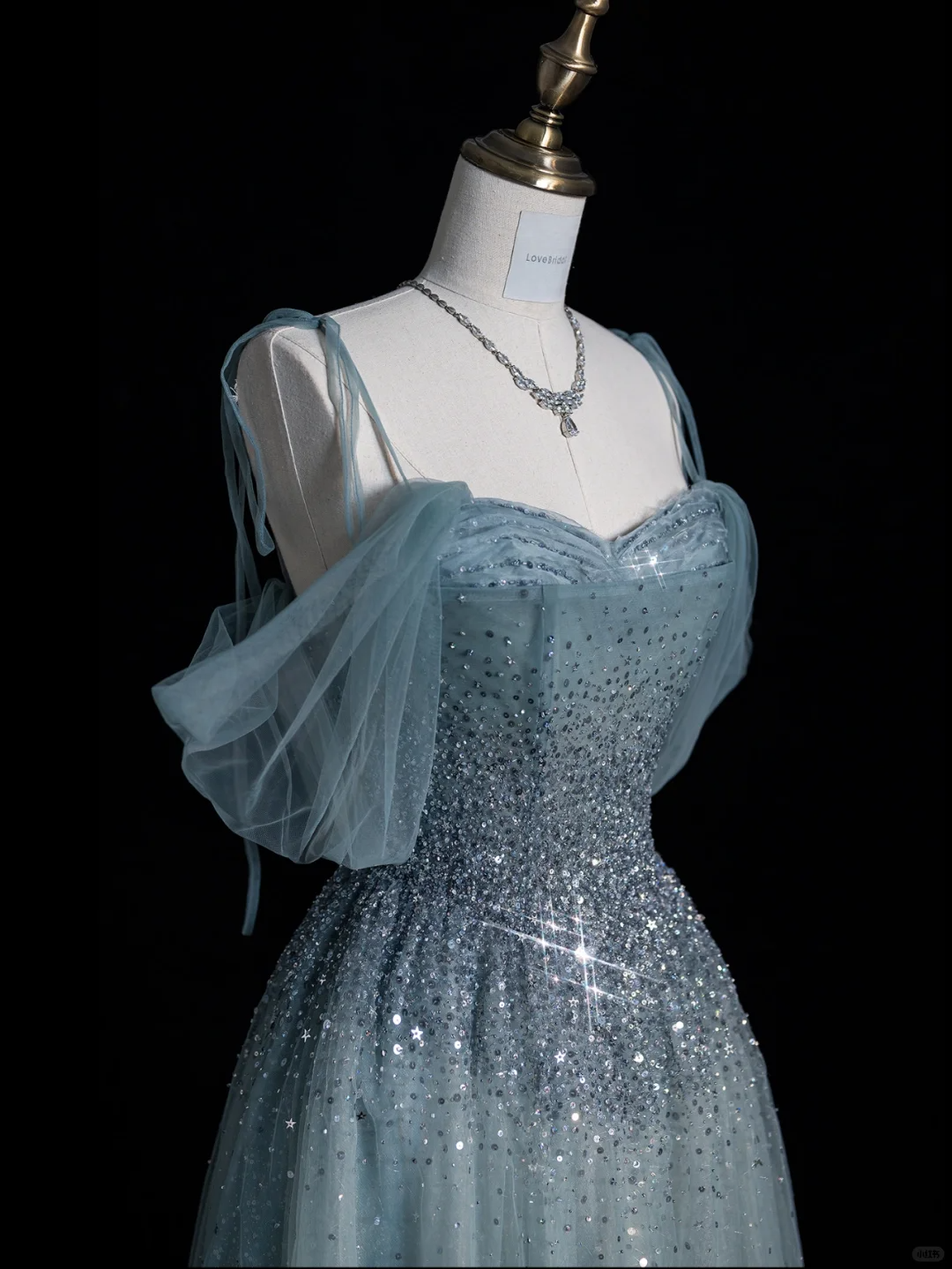 Pretty Blue Off Shoulder A-Line Tulle Long Formal Prom Dress Evening Gown, DP5356