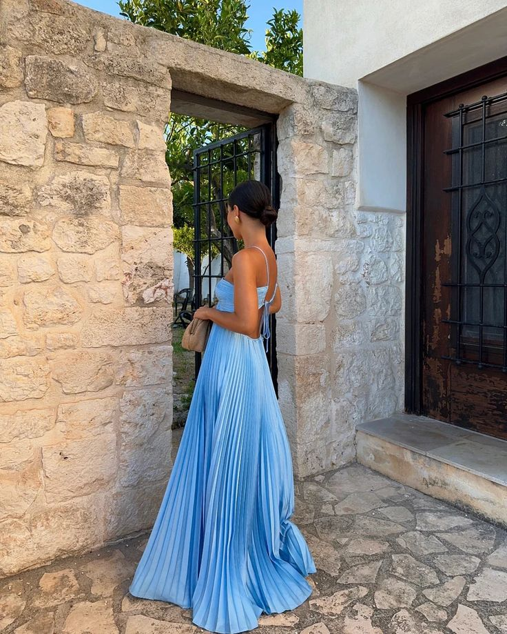 Blue Halter A-Line Fashion Summer Party Dress Wedding Guest Dress, DP3248