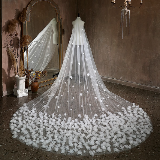 Cathedral Wedding Veil With Comb Flowers Bridal Veils Wedding Accessory, DP5295