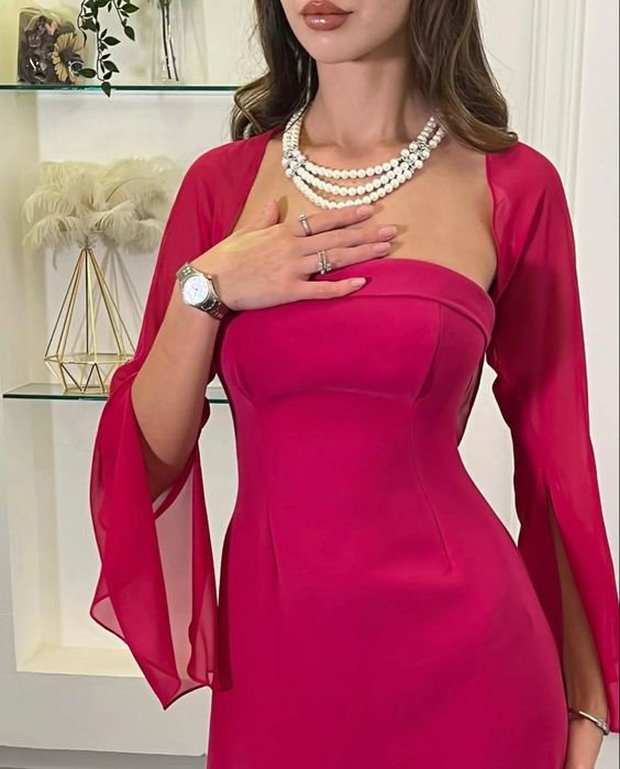 Robe de soirée longue rose vif 2 pièces, tenue d'occasion unique, DP3452