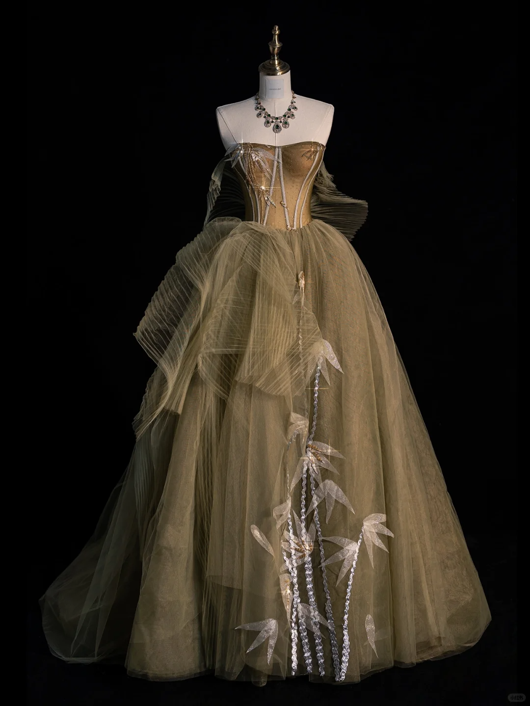 Elegant Green Strapless A-Line Tulle Long Formal Evening Party Dress, DP5358