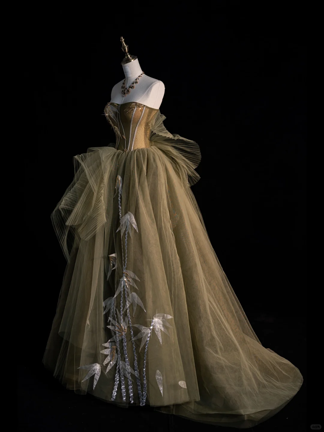 Elegant Green Strapless A-Line Tulle Long Formal Evening Party Dress, DP5358