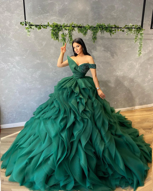 ball gown green Prom Dress, A Line Formal Evening Gowns,DS4221
