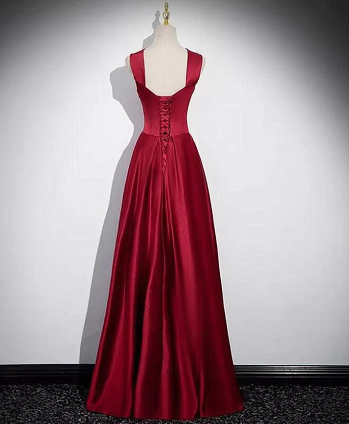 Robe de bal longue rouge trapèze, élégante, pour fête d'anniversaire, DP3623