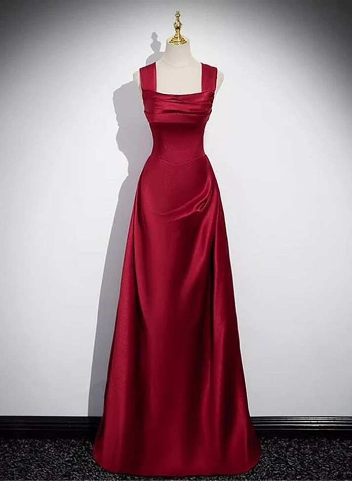 Robe de bal longue rouge trapèze, élégante, pour fête d'anniversaire, DP3623