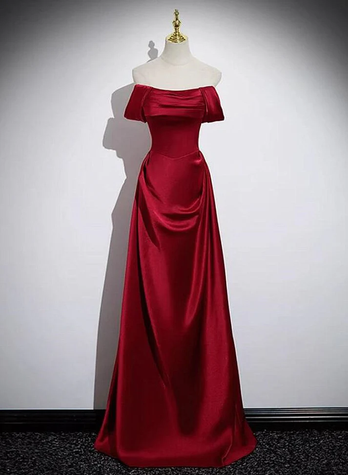 Robe de bal longue rouge trapèze, élégante, pour fête d'anniversaire, DP3623