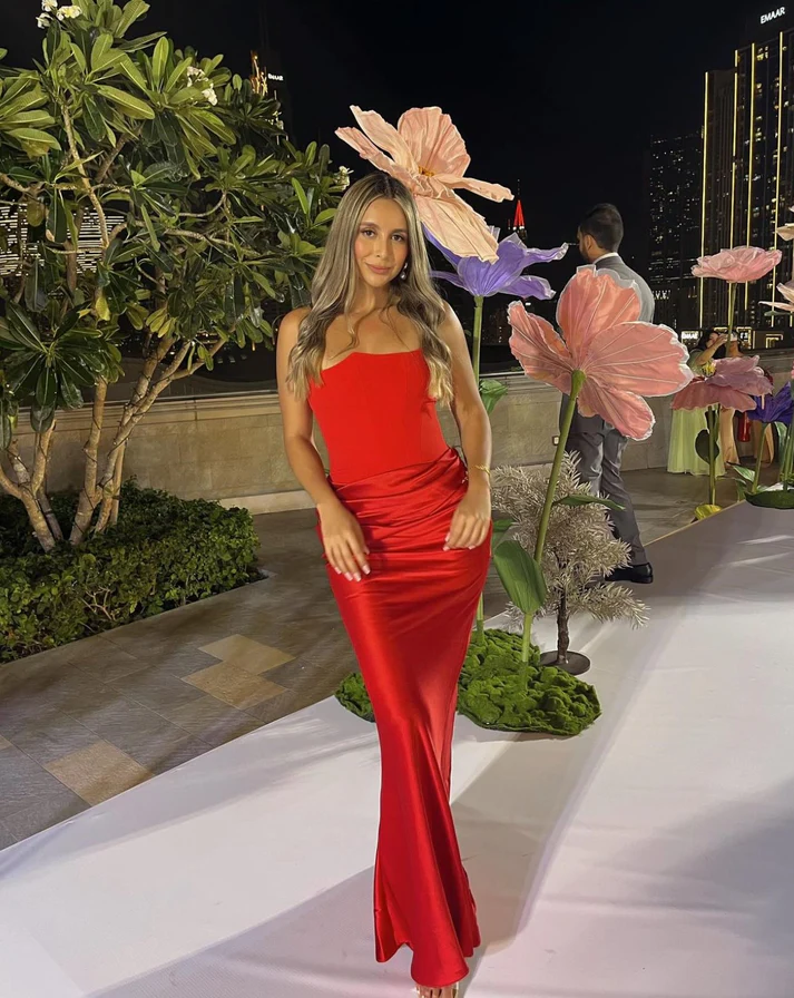 Charmantes rotes trägerloses Meerjungfrau-Abendkleid, langes Partykleid, DP2960
