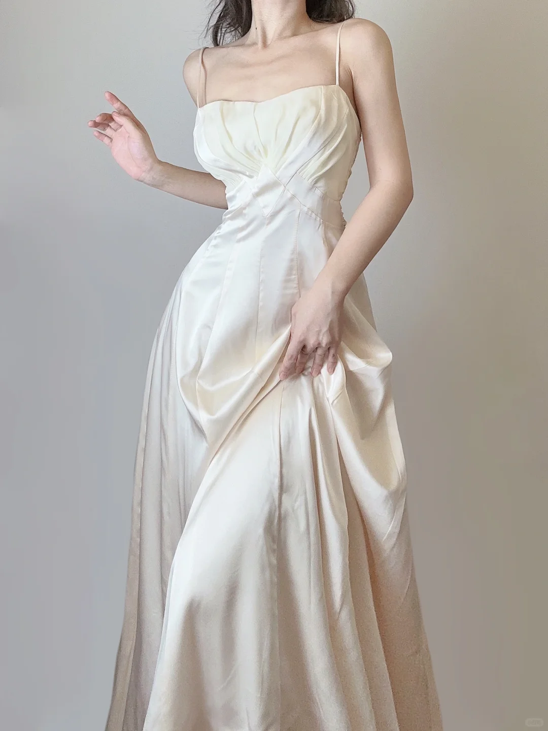 Elegant Ivory Spaghetti Straps A-Line Vintage Long Evening Party Dress, DP5365