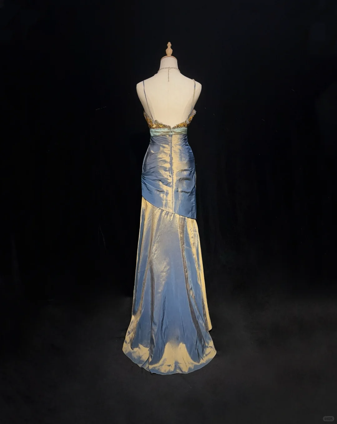 Robe de soirée longue style sirène à bretelles et perles, style vintage, DP4882