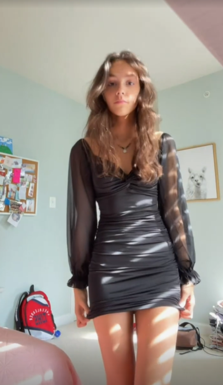 Robe fourreau noire à manches longues, tenue de soirée, tenue d'anniversaire, DP3225