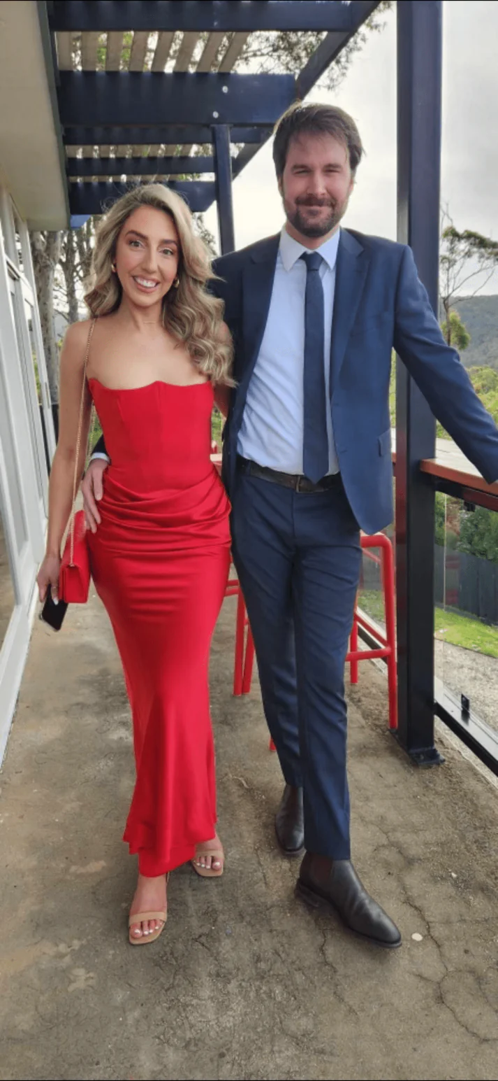 Charmantes rotes trägerloses Meerjungfrau-Abendkleid, langes Partykleid, DP2960