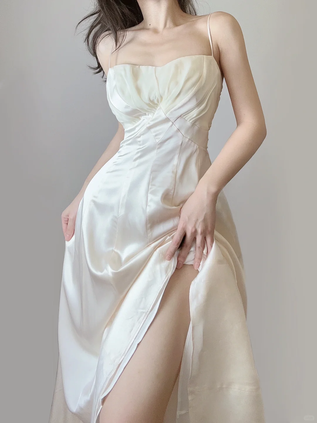 Elegant Ivory Spaghetti Straps A-Line Vintage Long Evening Party Dress, DP5365