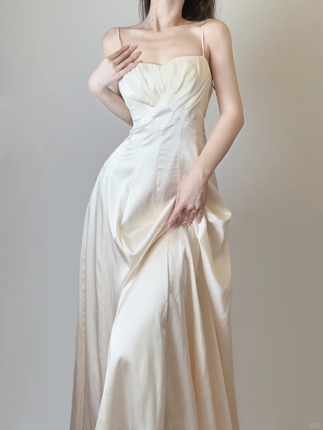 Elegant Ivory Spaghetti Straps A-Line Vintage Long Evening Party Dress, DP5365