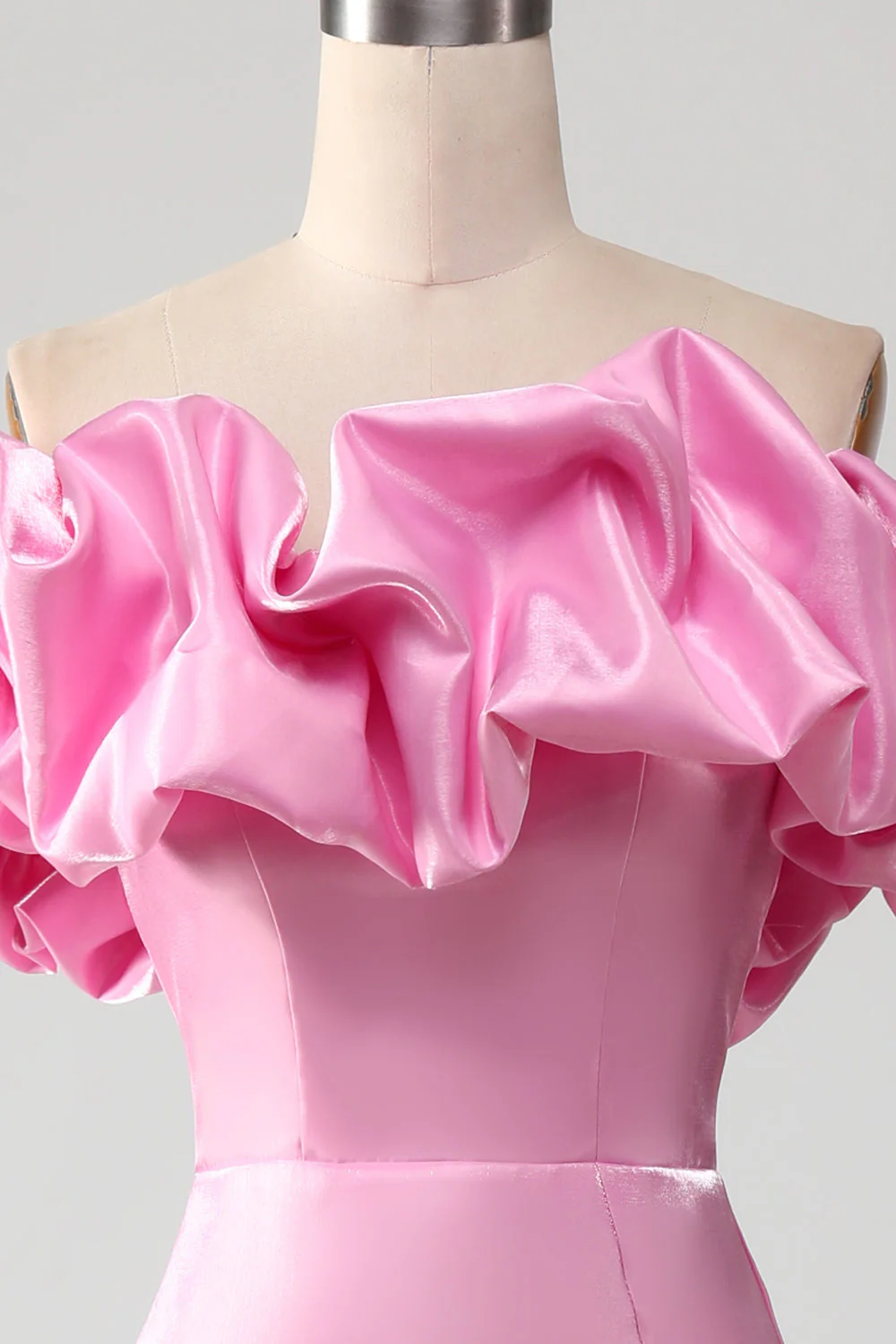 Chic Pink Off Shoulder Long Prom Dress with Slit,DP1067