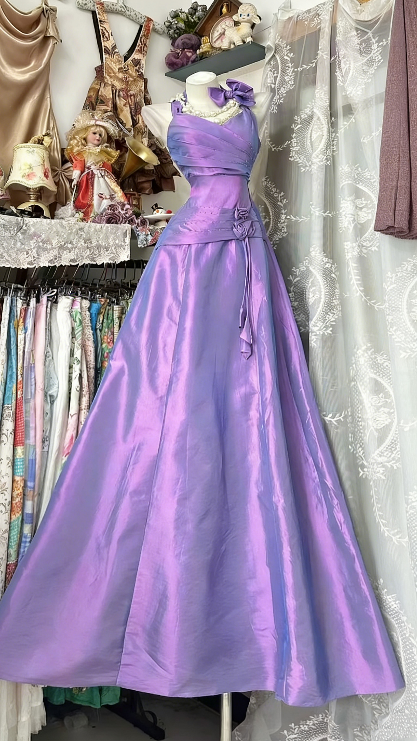 Ethereal Lilac Shimmering Satin Prom Dress DP7954